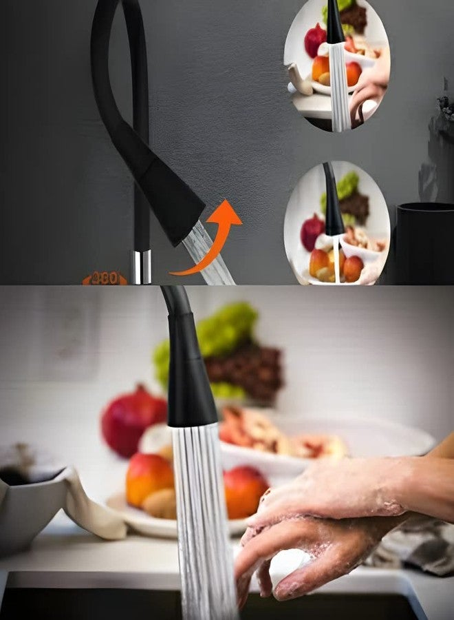 SPAZIO Hexa Brass Swan Neck with 360 Degree Flexible Silicon Hose & Dual Flow Pattern, Hot/Cold Water for Kitchen Sink, Wash Basin Faucets Taps, Chrome Finish with Quarter Turn Brass Disc Pillar Cock - Image 4